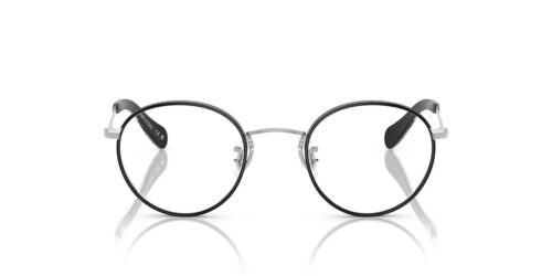 5063 - Armação prateada escovada/preta / Lentes transparentes