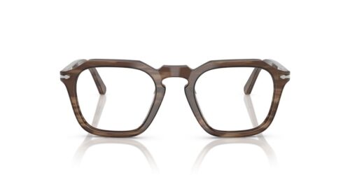 1208 - Striped Brown frame / Clear lenses