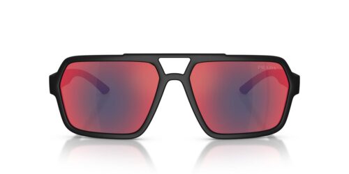 DG008F - Black Rubber frame / Dark Grey Mirror Blue/Red lenses