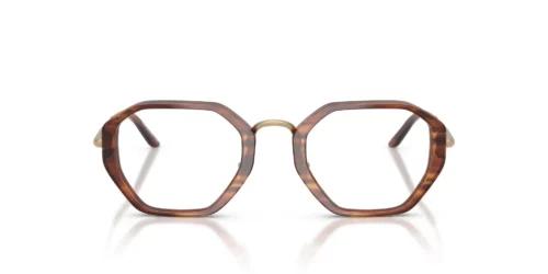 6162 - Armação marrom listrada / Lentes transparentes