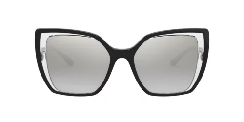 675/6V - Zwart frame met kristallen accenten / Grijze spiegelende, zilverkleurige glazen met kleurverloop
