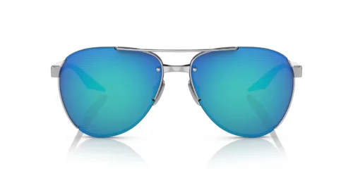 1BC08U - Silver frame / Light Green Mirror Blue lenses