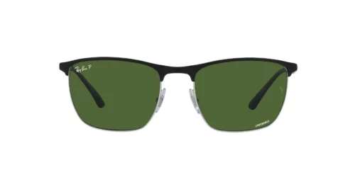 9144P1 - Black On Silver frame / DARK GREEN lenses