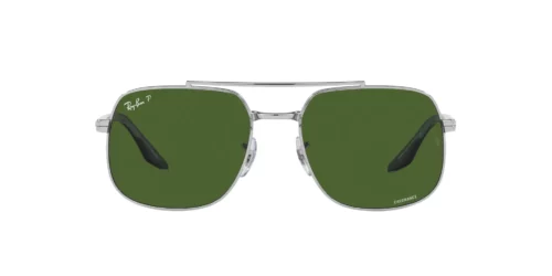003/P1 - Silver frame / DARK GREEN lenses