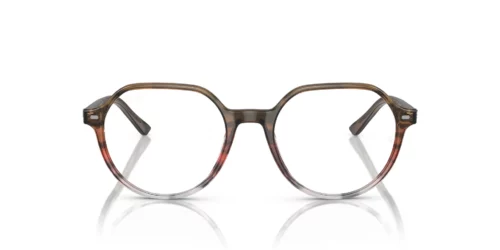 8251 - Striped Brown Gradient Red frame / Clear lenses