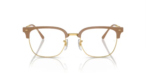 8342 - Beige på guldfärgad båge / Klara linser