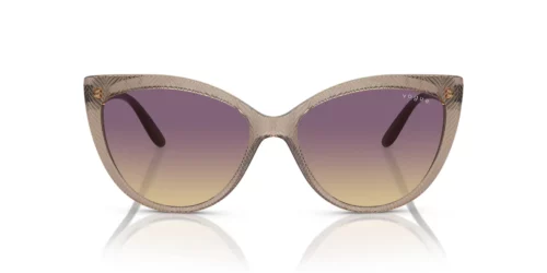 294070 - Armação marrom transparente / Lentes violeta com degradê amarelo