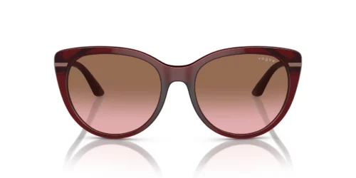 225714 - Armação transparente bordô / Lentes marrom degradê rosa