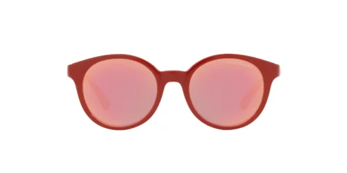 5077N0 - Glanzend rood montuur / Poolpaarse spiegelende gouden rosé glazen