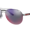 Prada Sport PS52VS Matte Gunmetal / Dark Grey Mirror Blue/Red