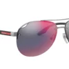 Prada Sport PS52VS Matte Gunmetal / Dark Grey Mirror Blue/Red