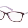 Ralph RA7044 Shiny Dark Havana On Violet Frame three-quarter view