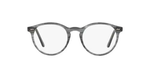 5821 - Shiny Striped Grey frame / Clear lenses